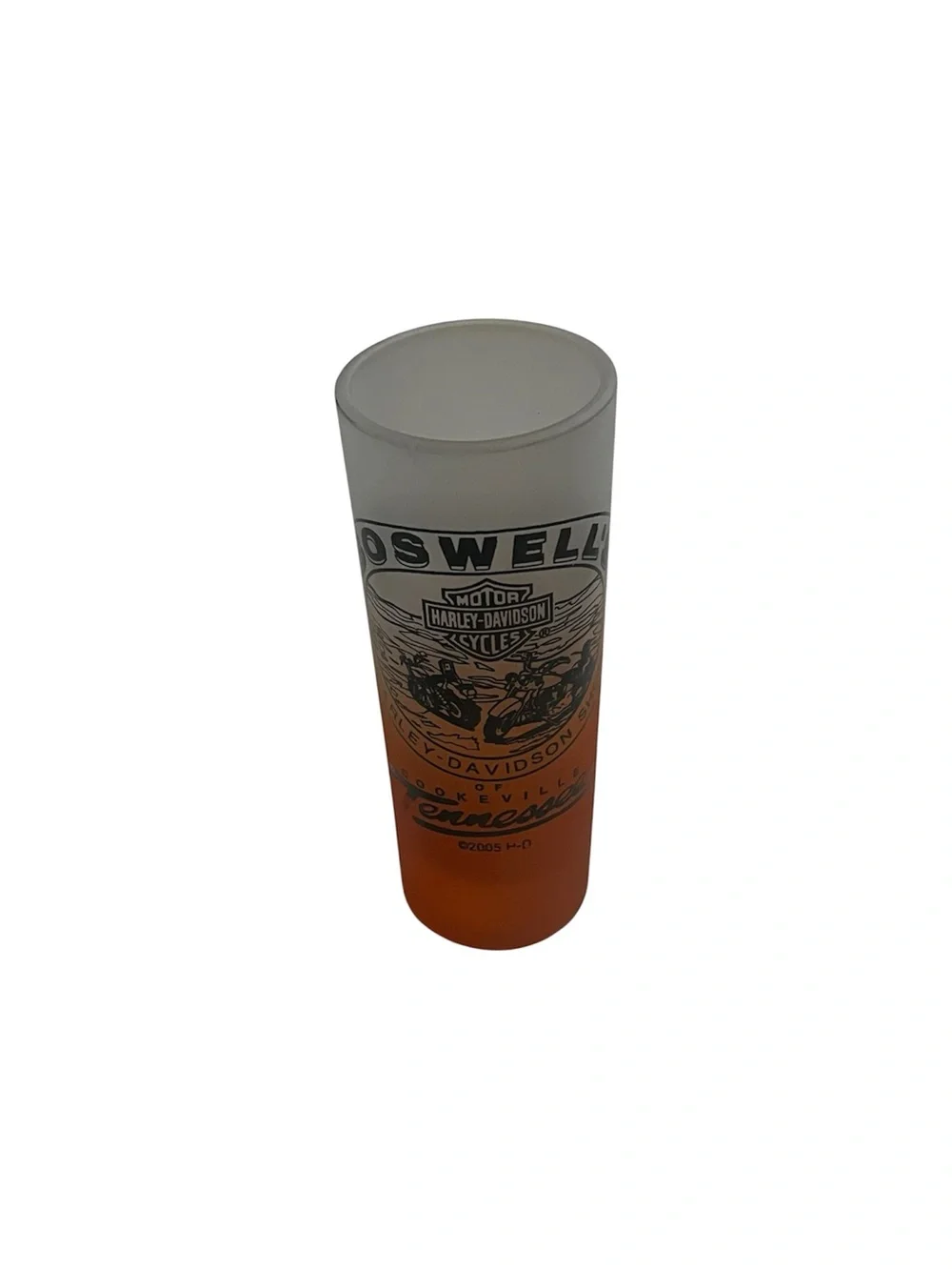 Harley-Davidson Frosted White to Orange Gradient Shot Glass